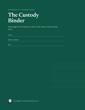 Cover of the printable Custody Binder
